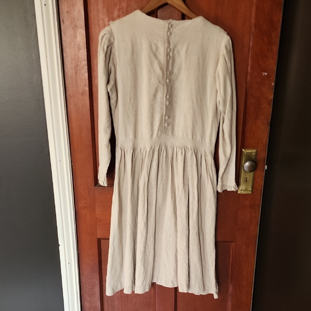 Beige Long-Sleeve Ruffle Dress - Picture 2 of 3